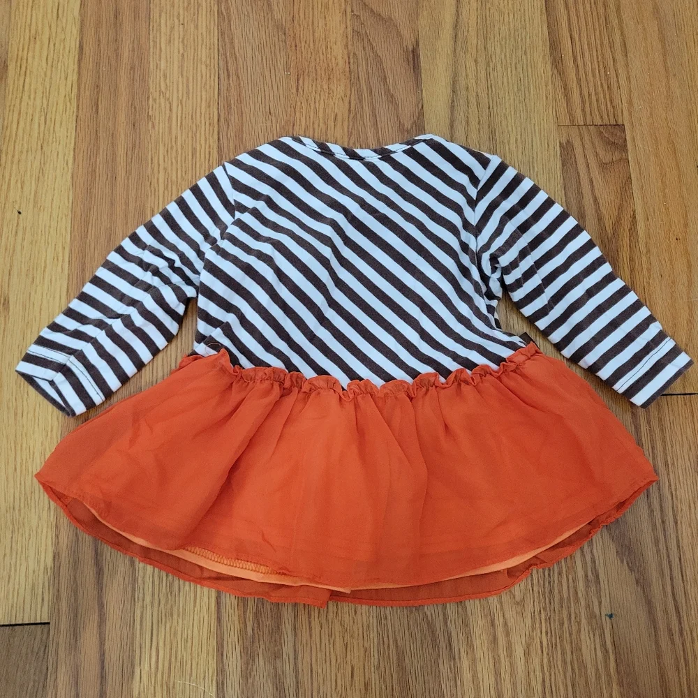 Peaches & Cream Baby Girl Thanksgiving Shirt Size 18 Months Turkey Stripes Bow